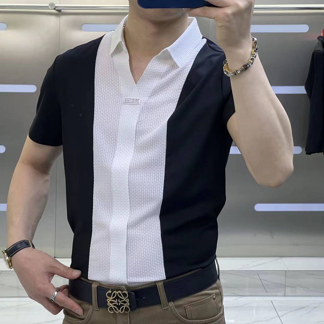 簡約拼色襯衫
